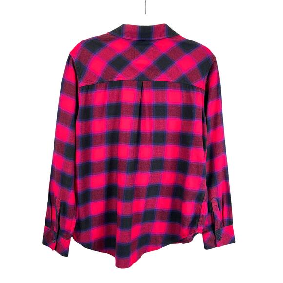 Rails Milo Flannel Button Down Shirt in Black Cherry Violet Plaid Women's XS - Picture 9 of 15